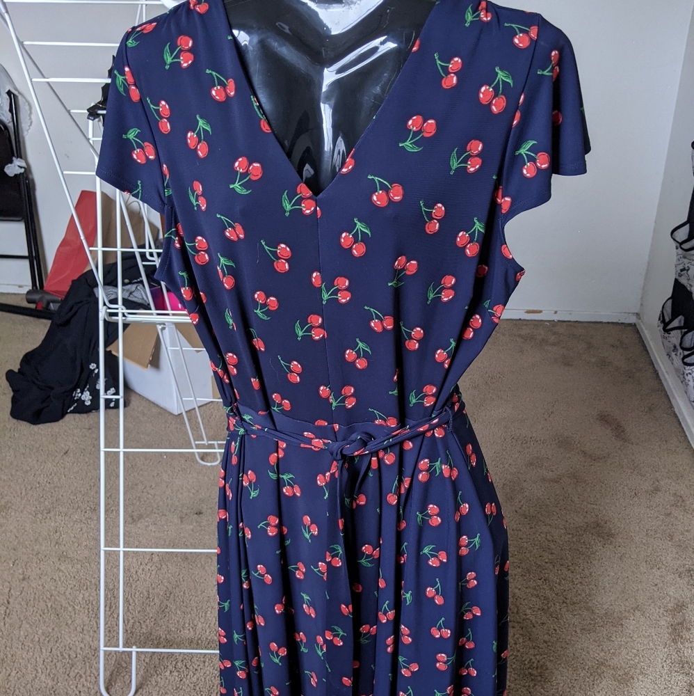 Talbot's XL mod cherry swing dress